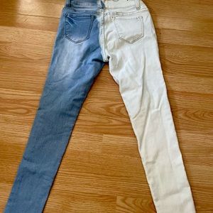 Half bleach handmade jeans size 3 high rise